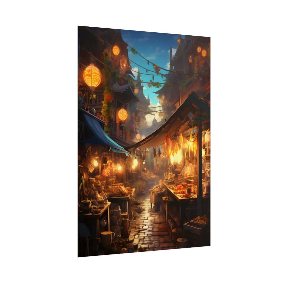 Magical Street Food Market: Vibrant Colors - Poster