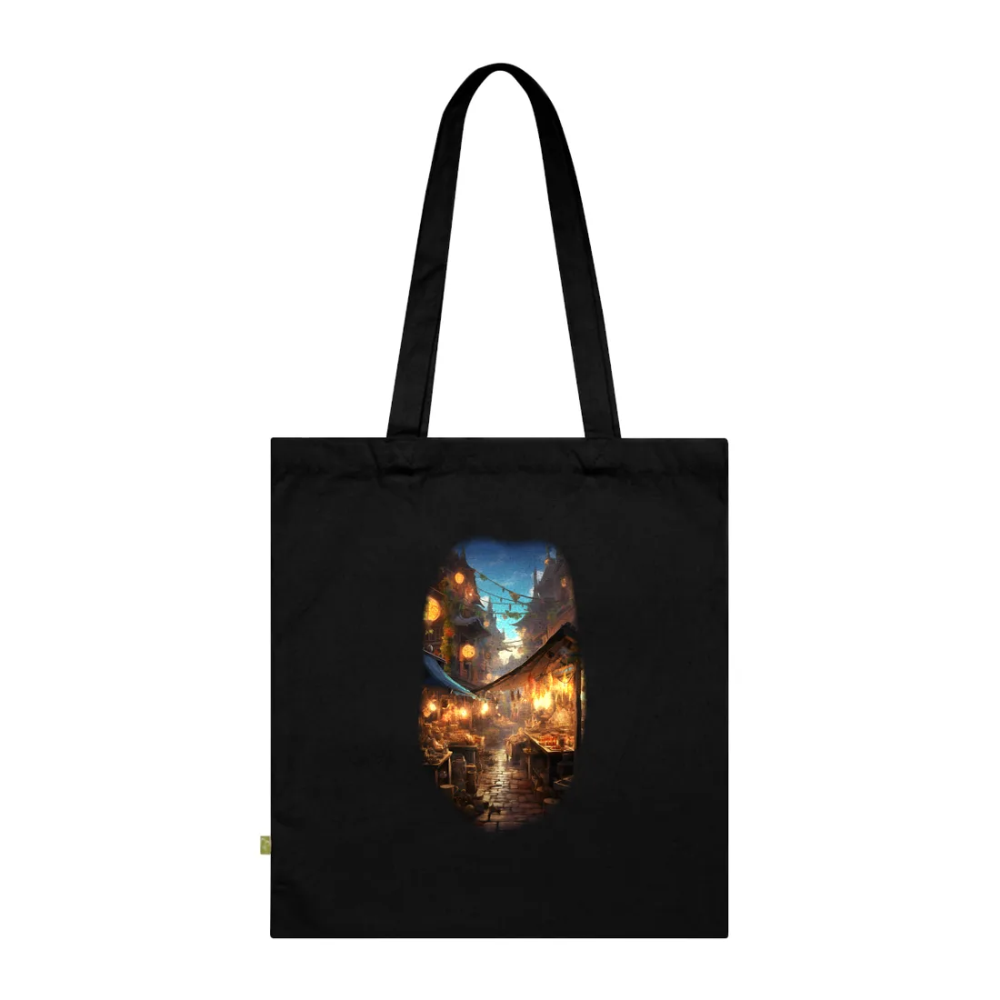 Magical Street Food Market: Vibrant Colors - Tote Bag (Black)