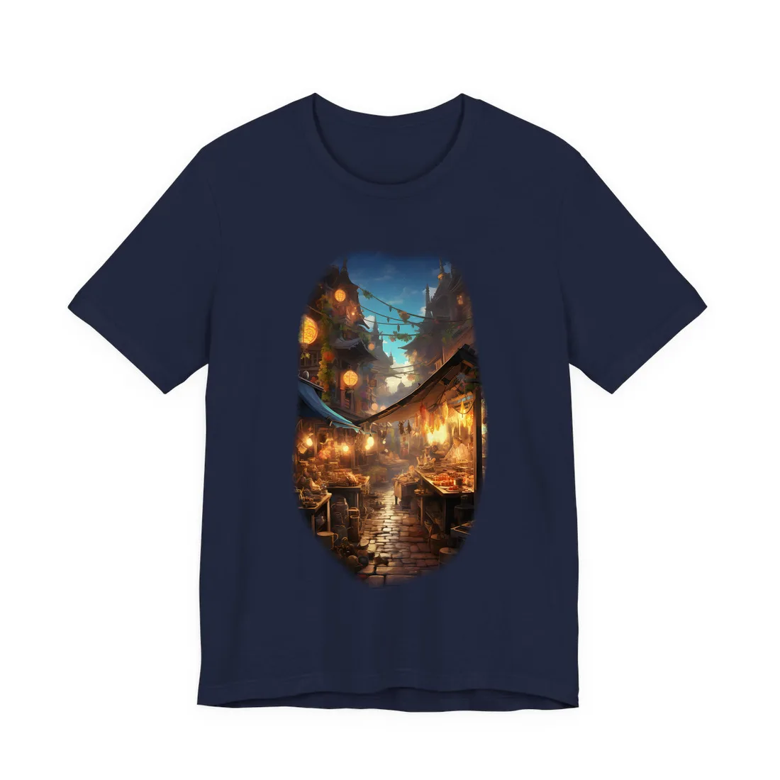 Magical Street Food Market: Vibrant Colors - T-Shirt (Navy)