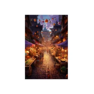 Fantasy Market Street at Dusk Metal Poster