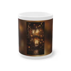 Fantasy Library with Lanterns Mug