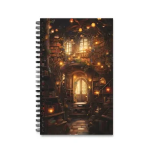 Fantasy Library with Lanterns Spiral Notebook