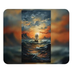 Tall Ship on Rough Sea Mouse Pad