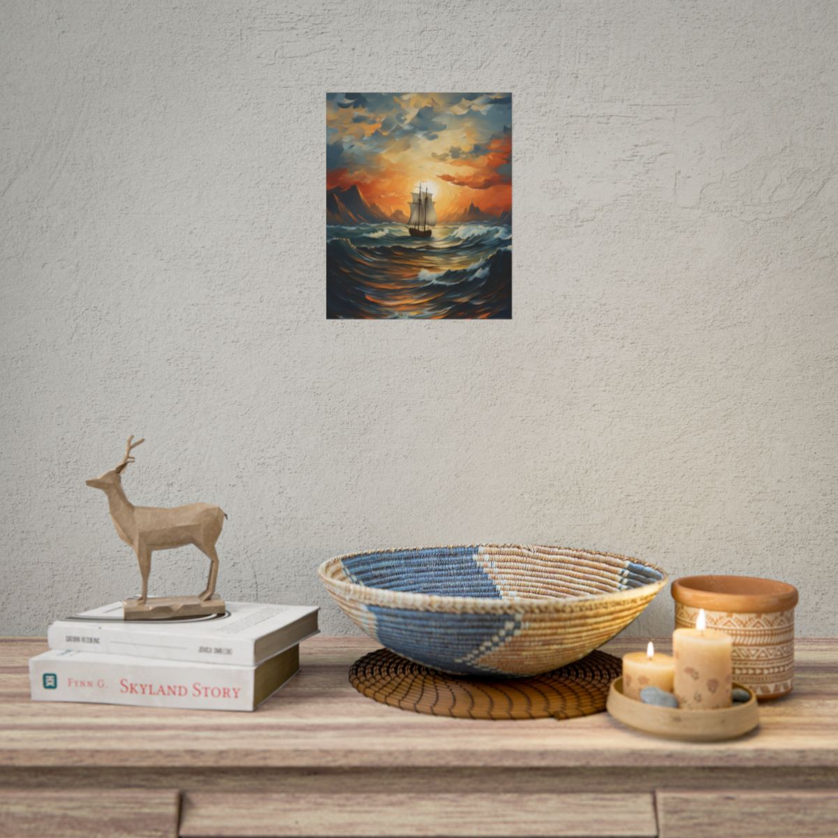 Magnificent Ship Amidst Tempest: Oil Painting Masterpiece - Poster