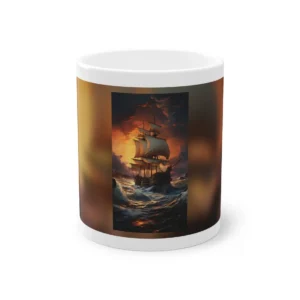 Sailing Ship at Sunset Cream Sails Mug