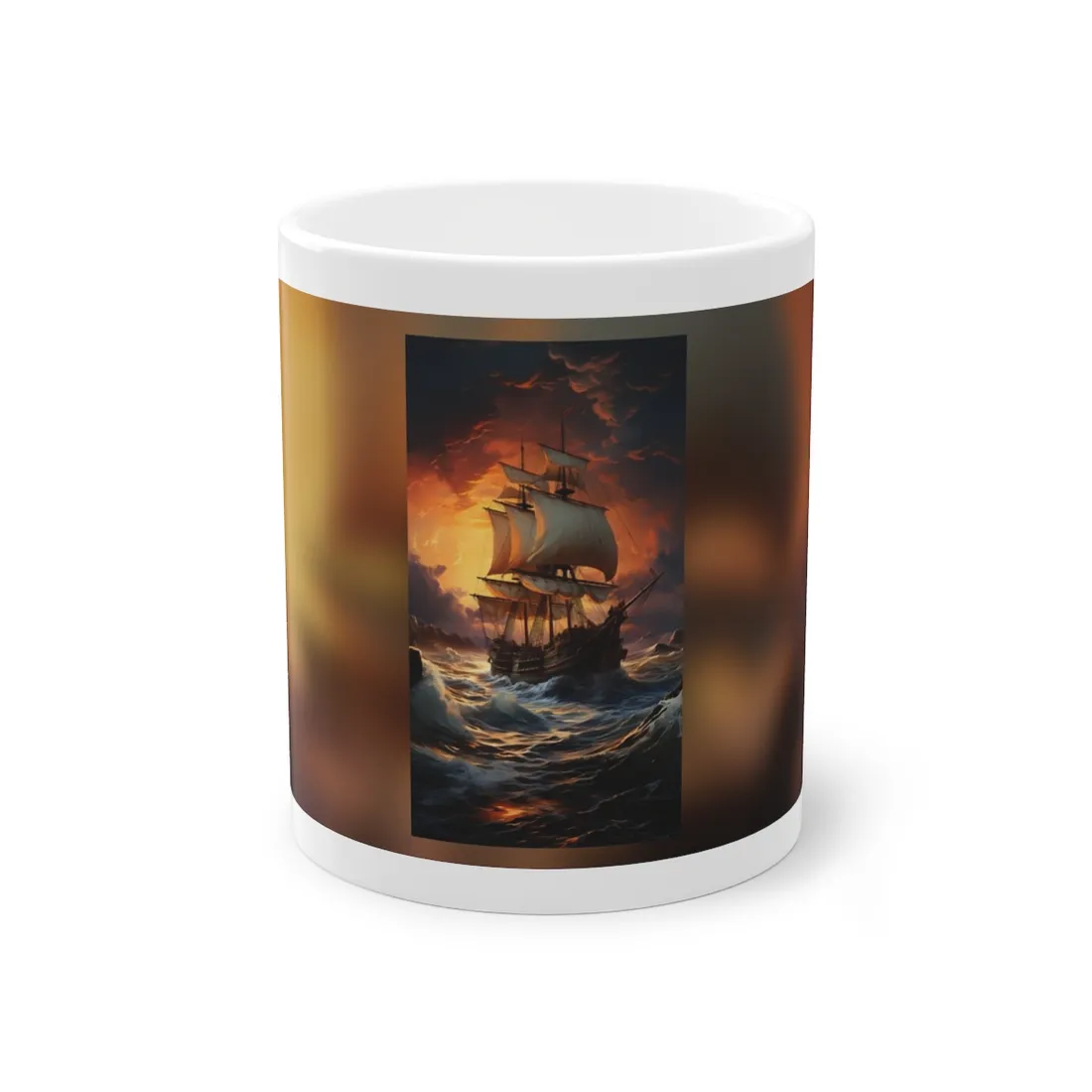 Magnificent Ship in Tempest: Oil Painting Masterpiece - Mug