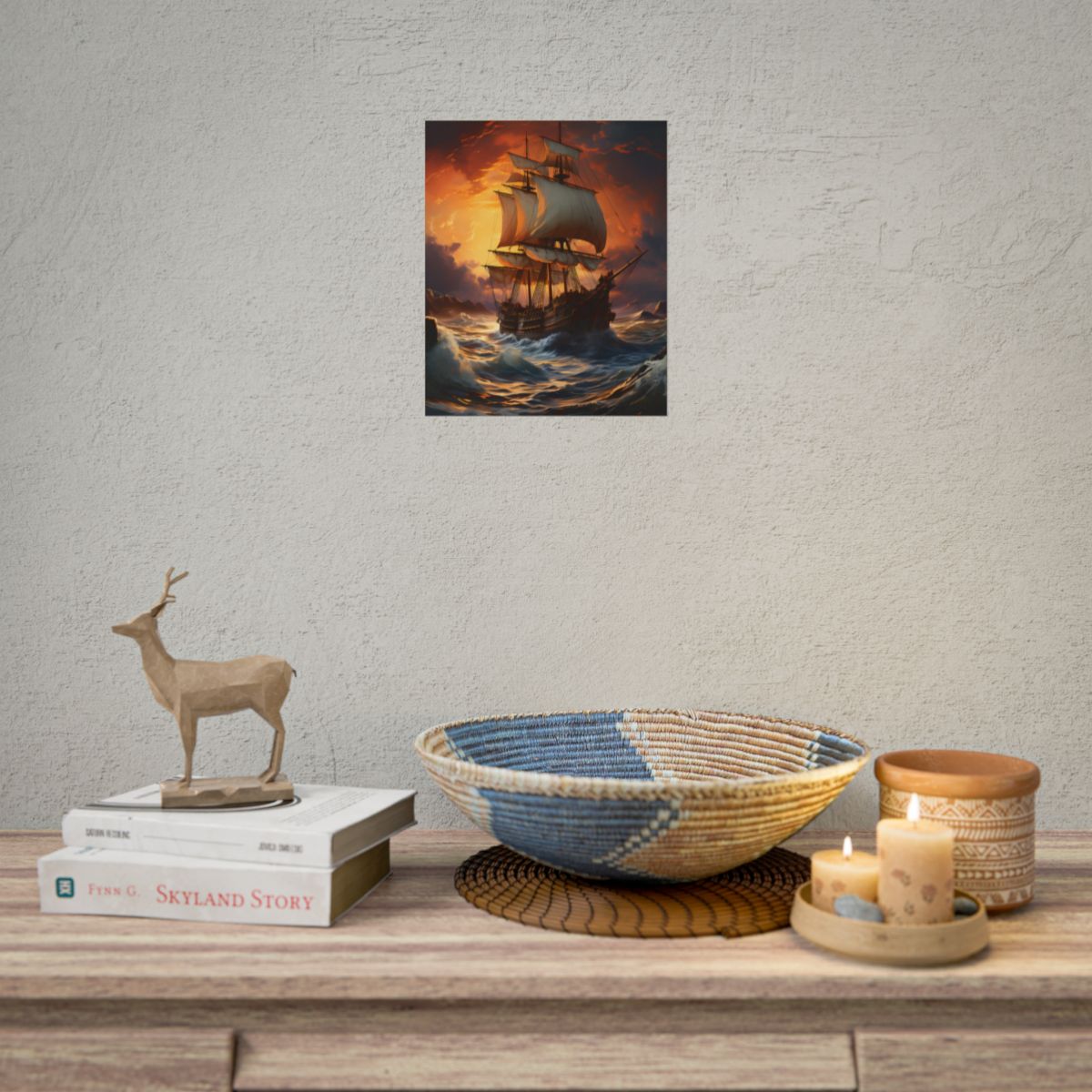 Magnificent Ship in Tempest: Oil Painting Masterpiece - Poster