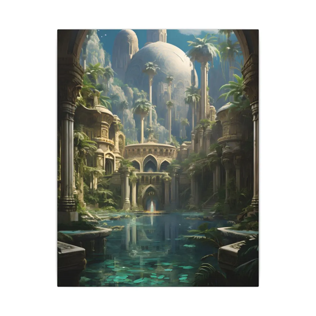 Majestic Desert Oasis: Arabian Nights-Inspired Bird's Eye View - Canvas