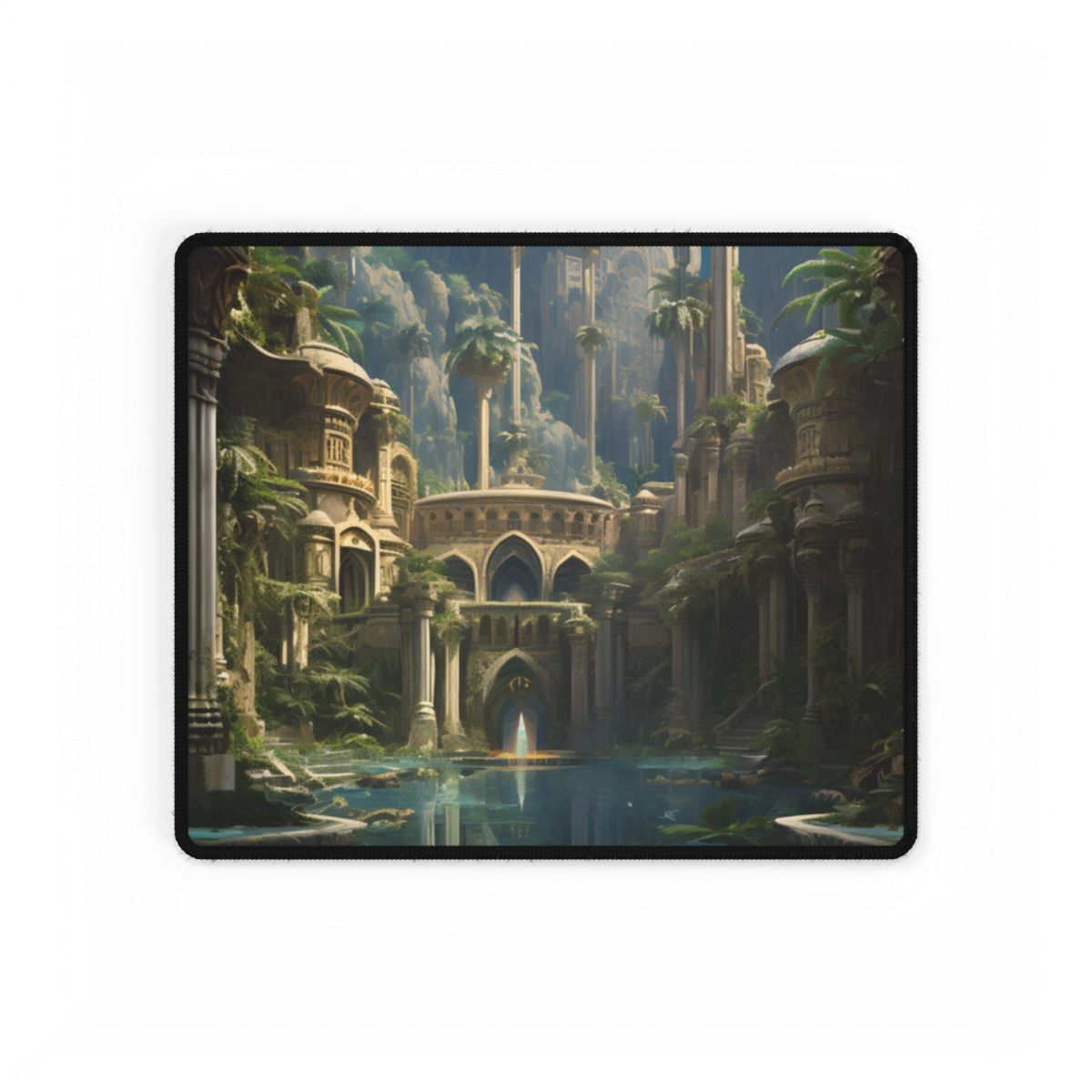 Majestic Desert Oasis: Arabian Nights-Inspired Bird's Eye View - Desk Mat