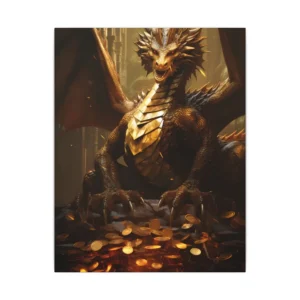 Gold Dragon with Coins Canvas Print