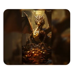 Gold Dragon with Coins Mouse Pad