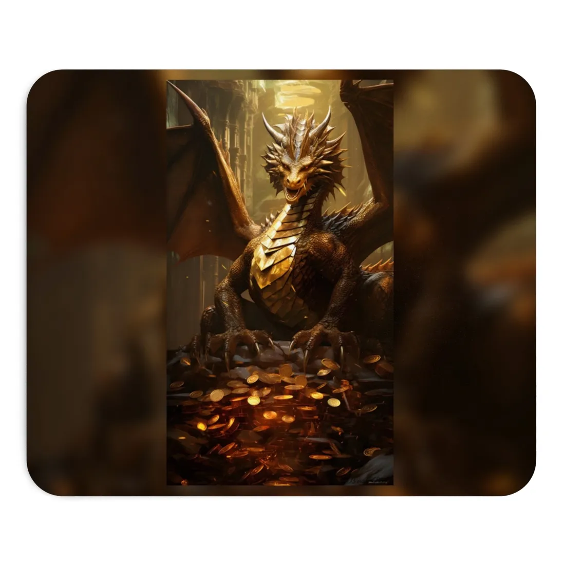 Majestic Dragon Guardian: Fantasy Artwork in a Magical Lair - Mouse Pad