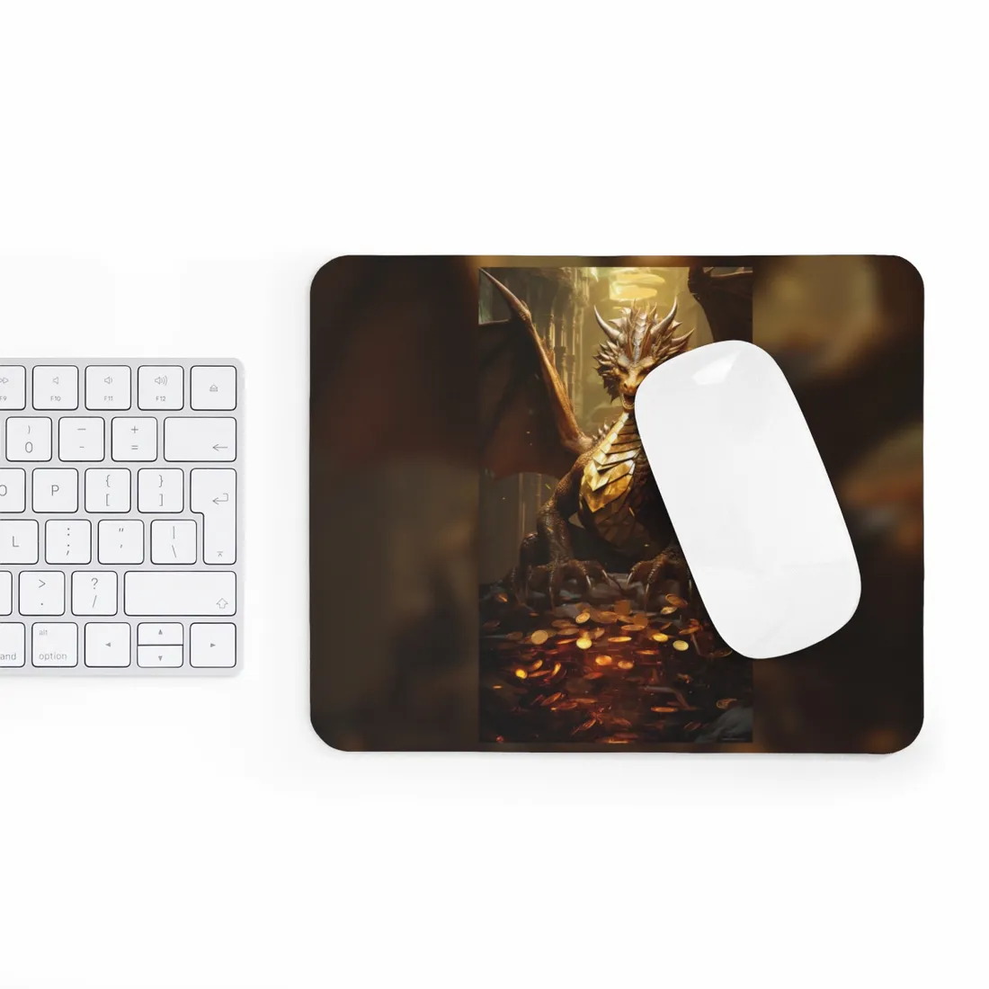 Majestic Dragon Guardian: Fantasy Artwork in a Magical Lair - Mouse Pad