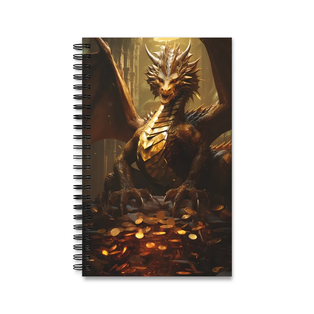 Majestic Dragon Guardian: Fantasy Artwork in a Magical Lair - Spiral Notebook