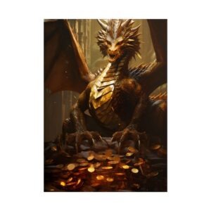 Gold Dragon with Coins Poster