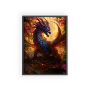 Dragon Among Autumn Trees Framed Poster
