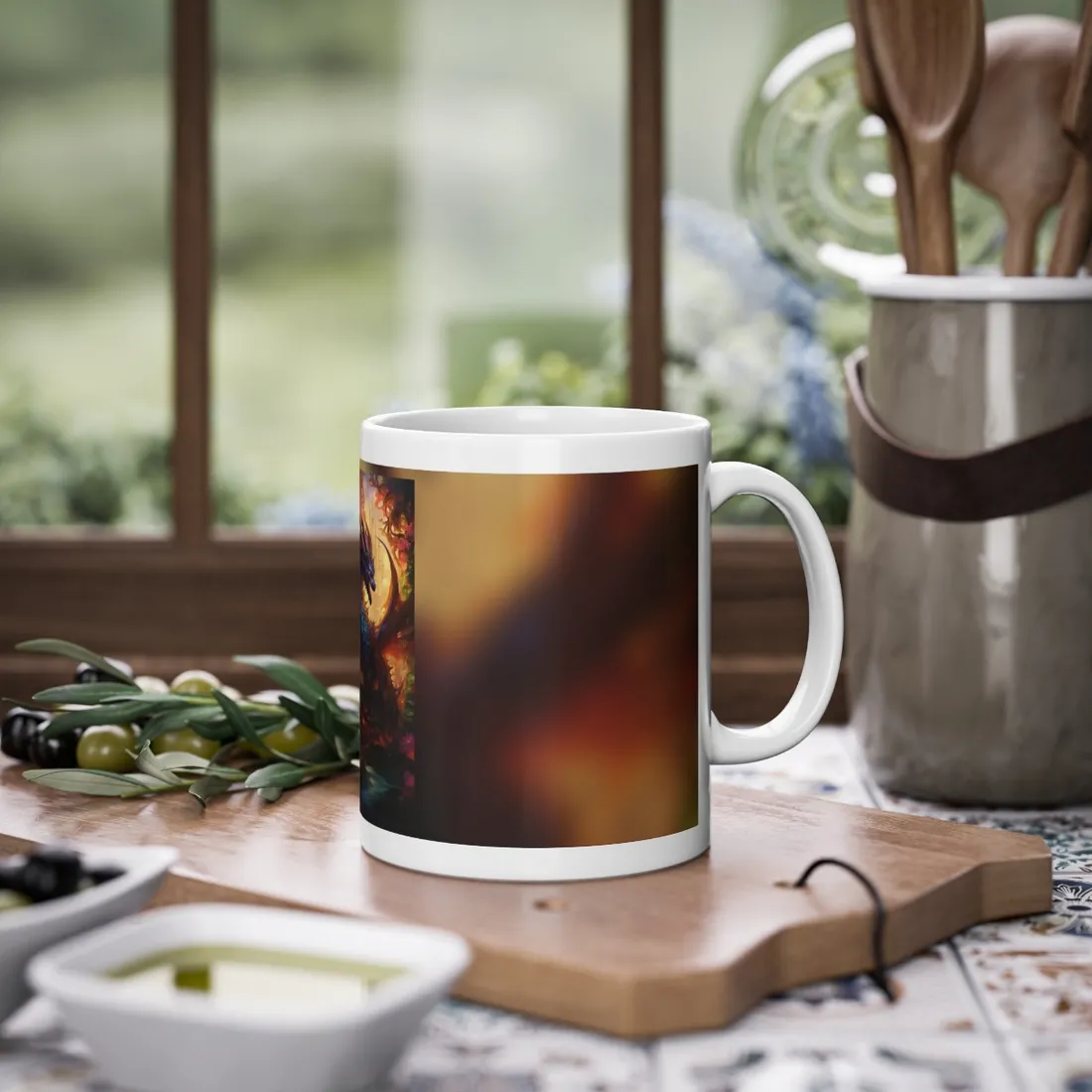 Majestic Dragon Guardian: Fantasy Landscape Art - Mug