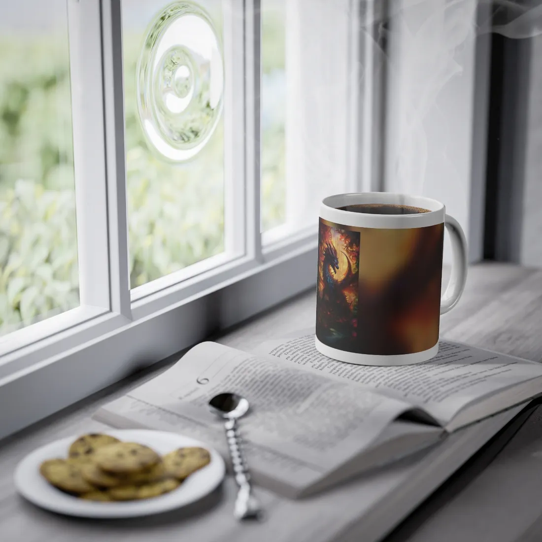 Majestic Dragon Guardian: Fantasy Landscape Art - Mug