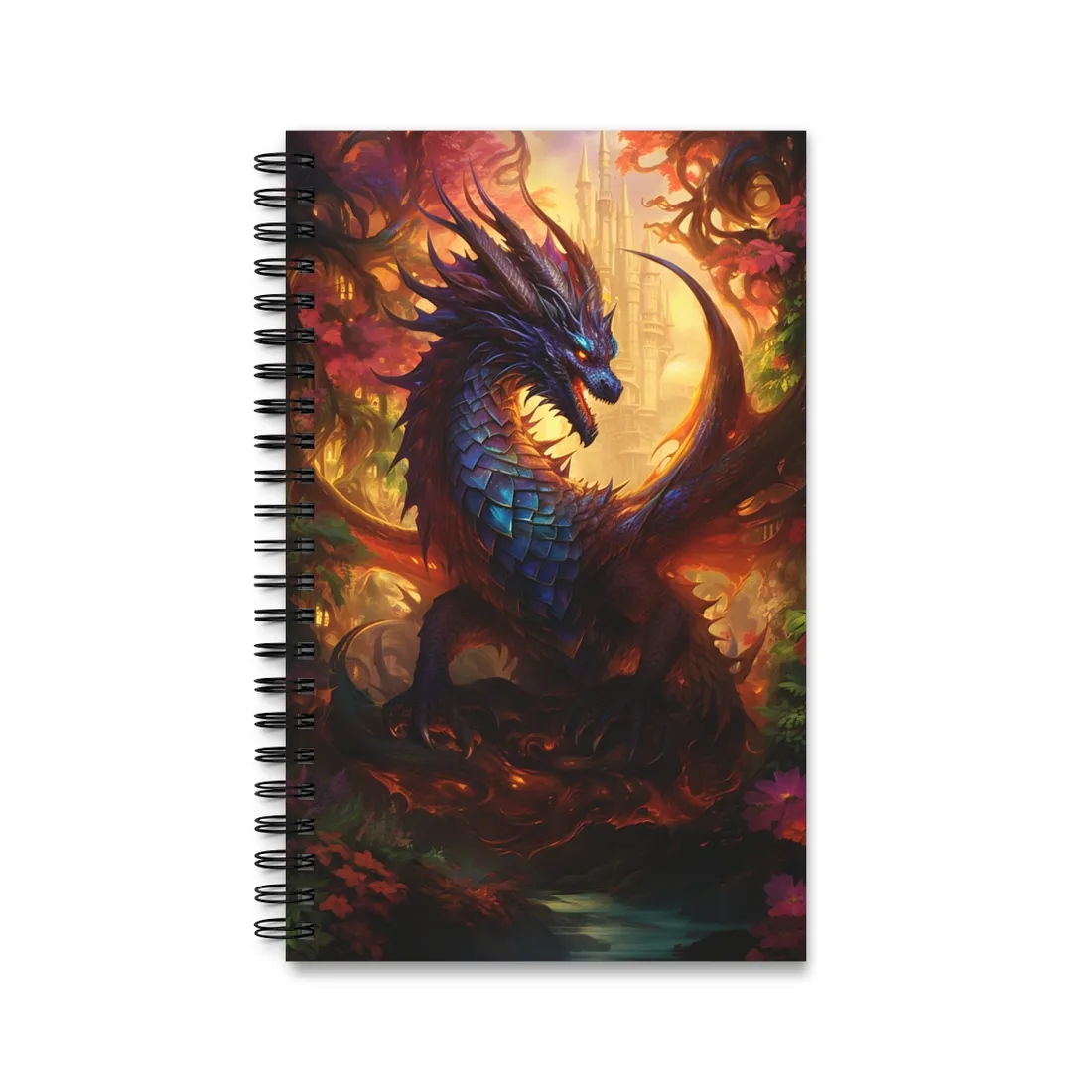 Majestic Dragon Guardian: Fantasy Landscape Art - Spiral Notebook