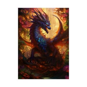 Dragon Among Autumn Trees Poster