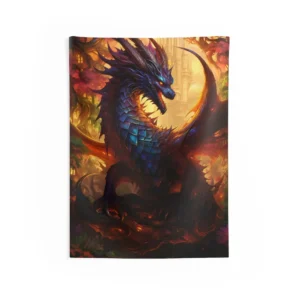 Dragon Among Autumn Trees Wall Tapestry