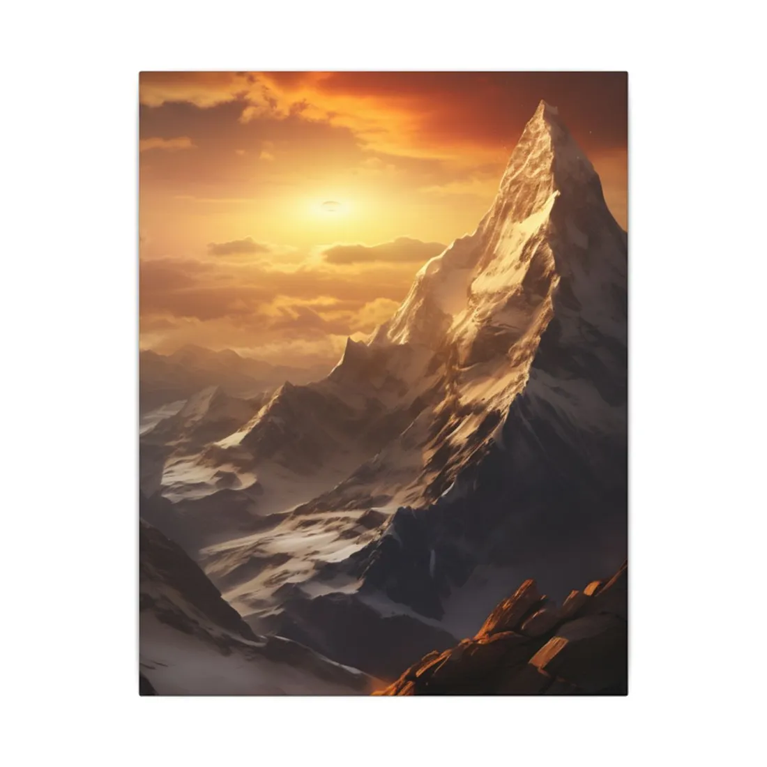 Majestic Mountain Summit: Epic Sunrise View - Nature Landscape Art - Canvas