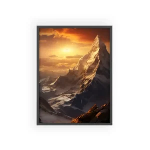 Golden Sunset Mountain Peak Framed Poster