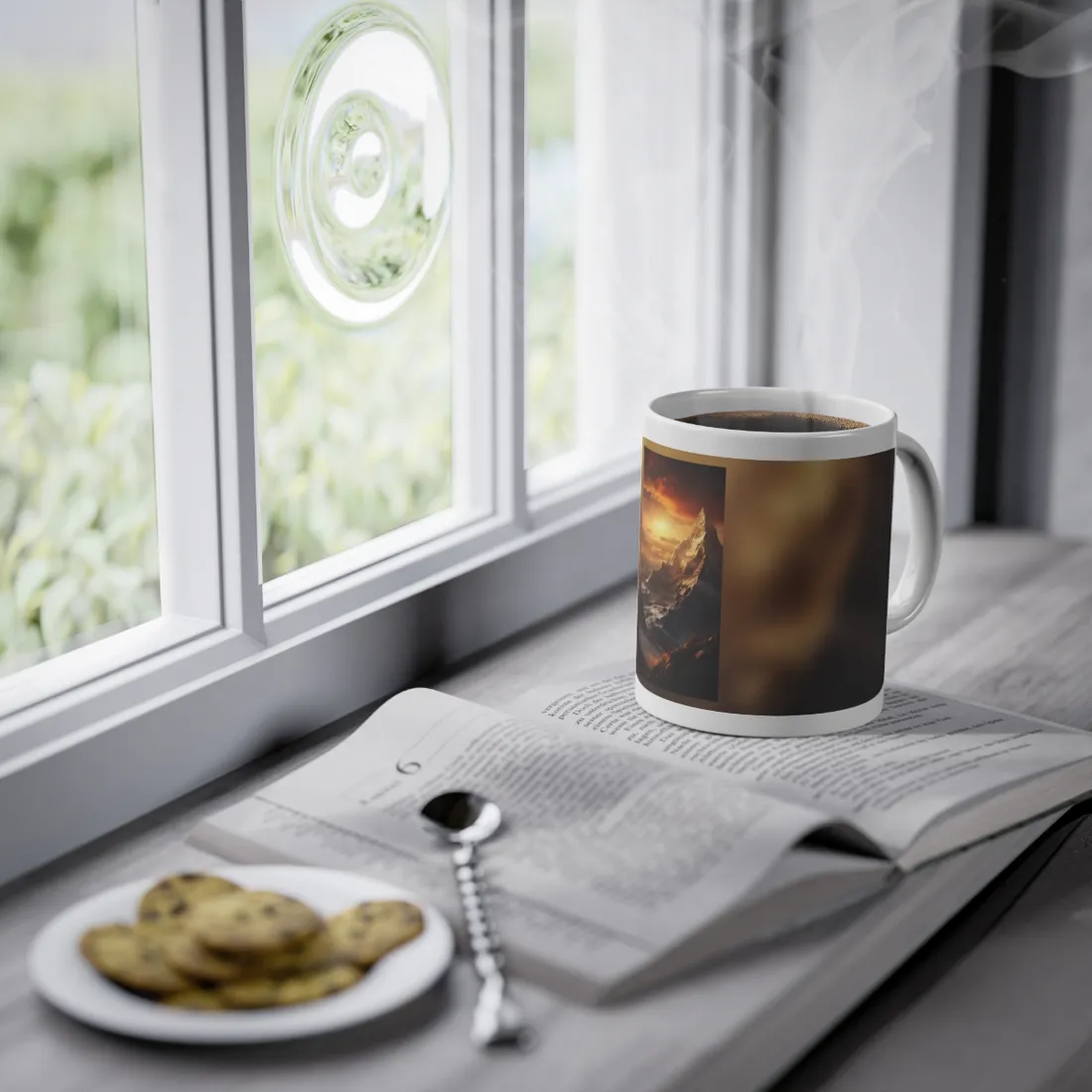 Majestic Mountain Summit: Epic Sunrise View - Nature Landscape Art - Mug