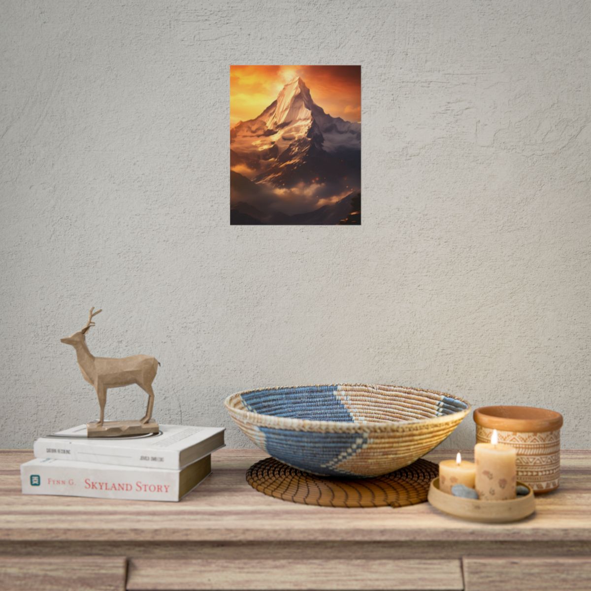 Majestic Mountain Sunrise: Digital Artwork - Poster