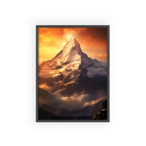 Snowy Mountain Peak at Sunrise Framed Poster