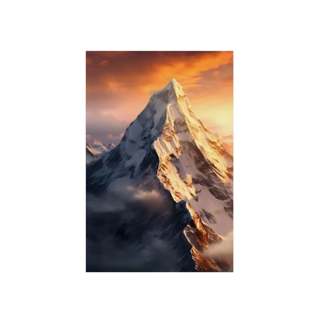 Majestic Mountain Sunrise: Serene Summit - Metal Poster