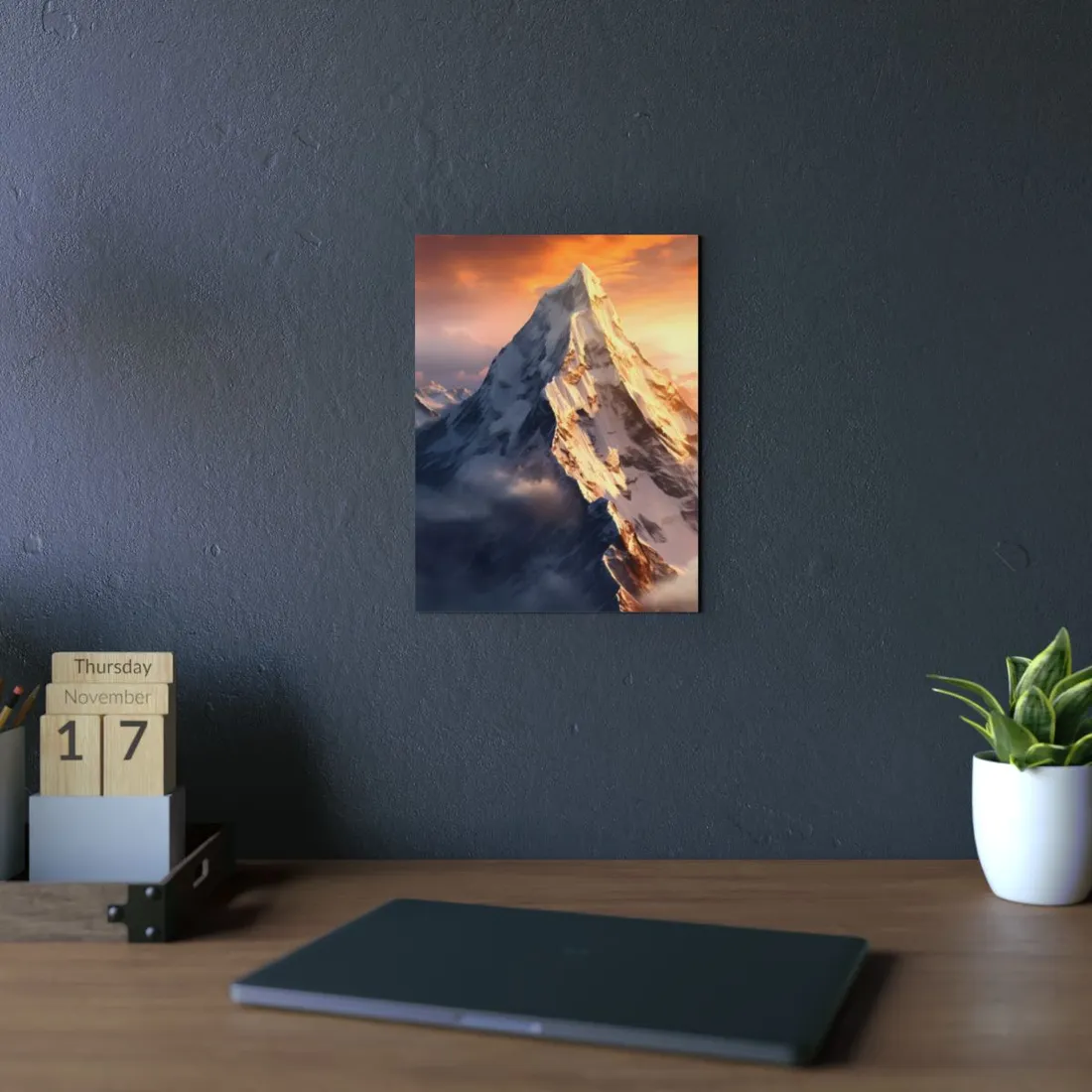 Majestic Mountain Sunrise: Serene Summit - Metal Poster