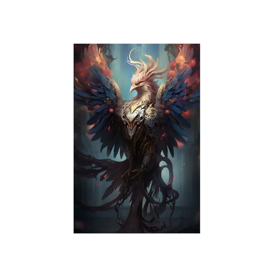 Majestic Songbird in Flight: Grey Feathered Wonder - Metal Poster