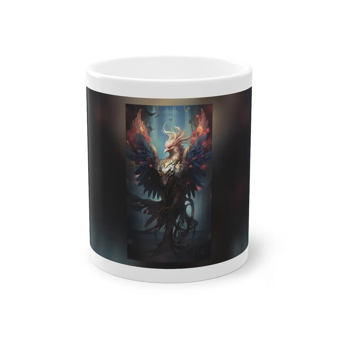 Majestic Songbird in Flight: Grey Feathered Wonder - Mug