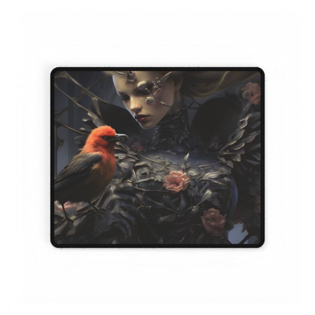 Majestic Songbird: Tranquil Nature Artwork - Desk Mat