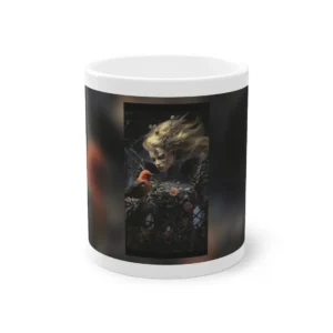 Woman with Red Songbird Mug