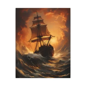 Tall Ship in Rough Sea Canvas Print