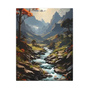 Mountain Stream in Valley Canvas Print