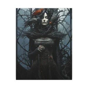 Woman with Crows and Branches Canvas Print