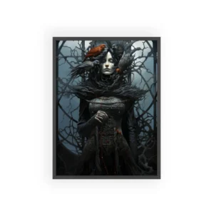 Woman with Crows and Branches Framed Poster