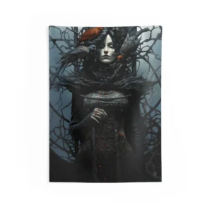Woman with Crows and Branches Wall Tapestry