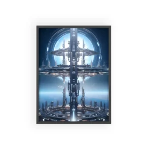 Futuristic Space Station Tower Framed Poster
