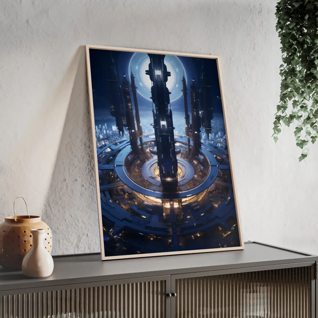 Massive Space Station: A Complex Oasis in Outer Space - Framed Poster