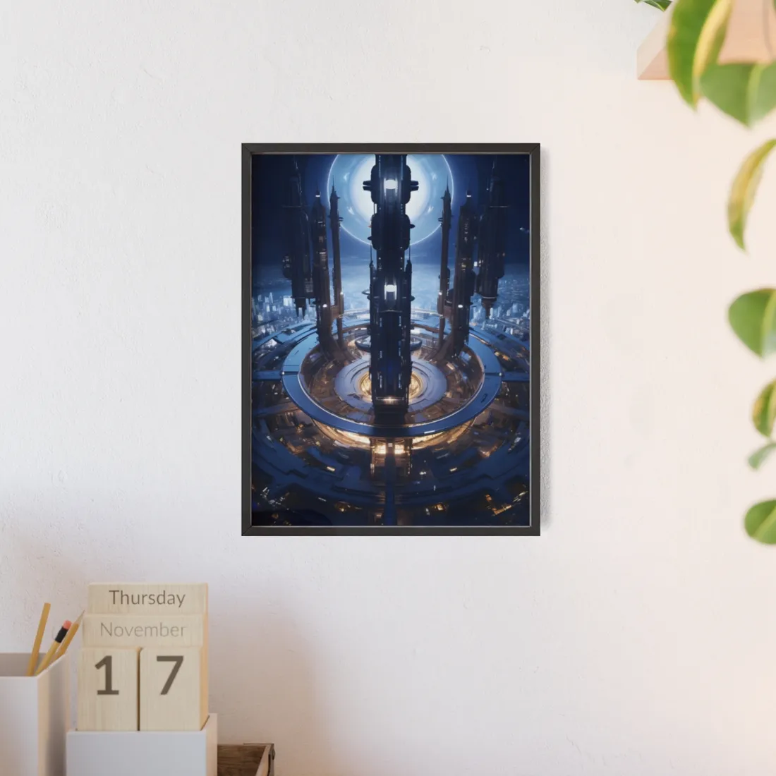 Massive Space Station: A Complex Oasis in Outer Space - Framed Poster