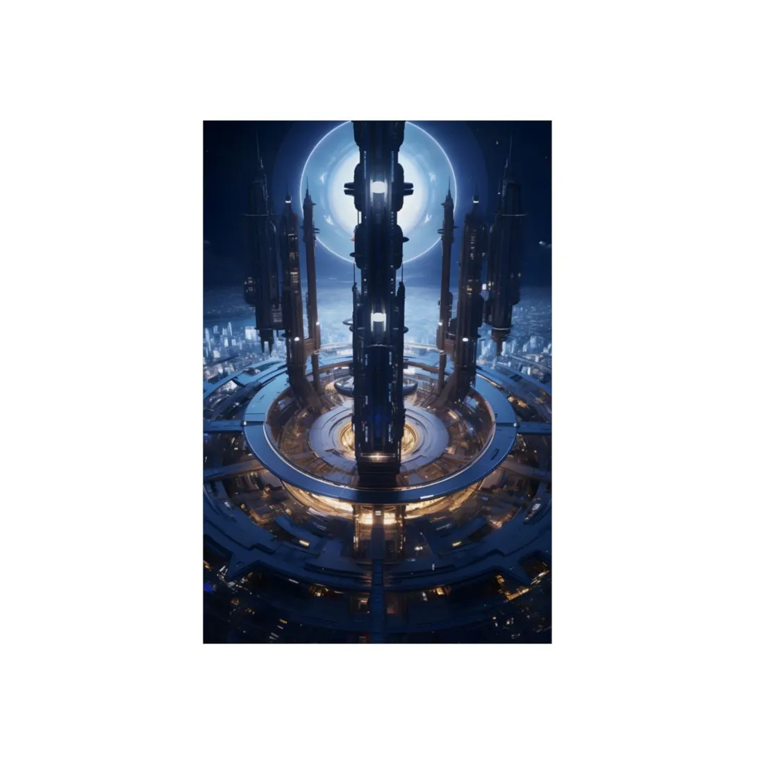 Massive Space Station: A Complex Oasis in Outer Space - Metal Poster