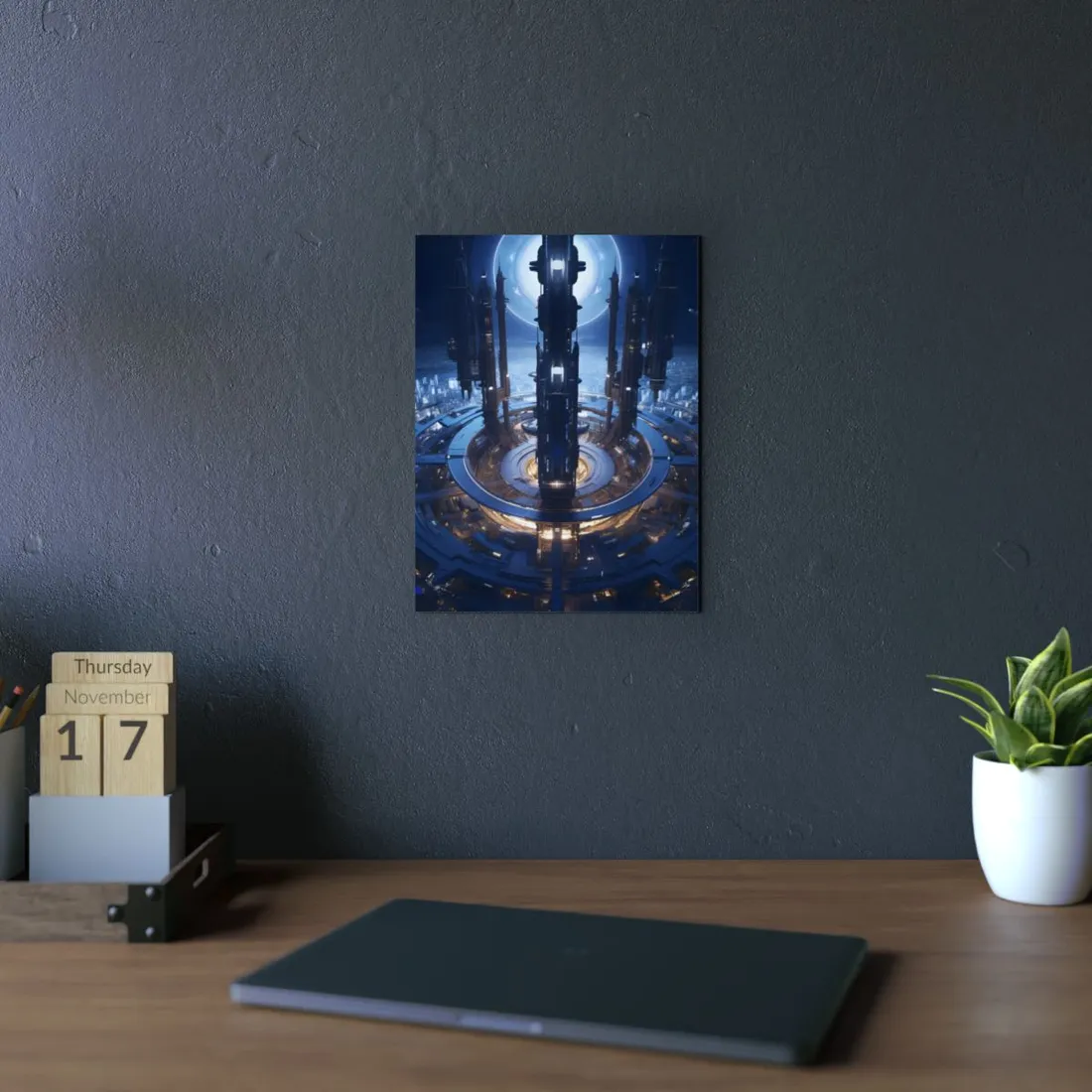 Massive Space Station: A Complex Oasis in Outer Space - Metal Poster