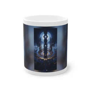 Futuristic City Tower at Night Mug