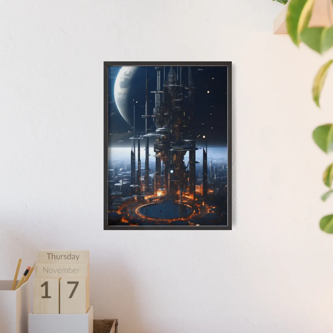 Massive Space Station: Industrial Orbit - Framed Poster