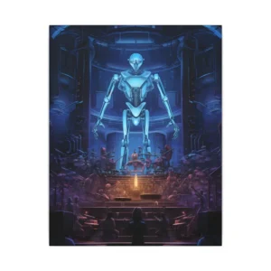 Robot on Stage in Hall Canvas Print