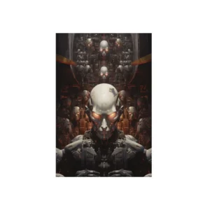 Robot Head with Glowing Eyes Metal Poster